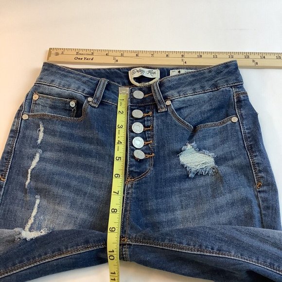 Indigo Rein Jeans Ankle Skinny Button-Fly Blue Mid Rise Stretch Womens Size 1 - Picture 8 of 12